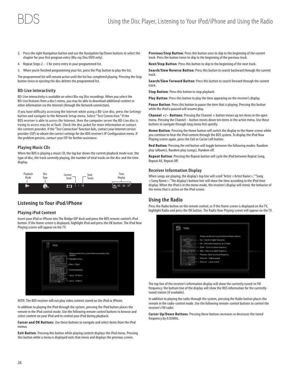 Listening to your ipod/iphone, Using the radio | Harman-Kardon 950-0321-001 User Manual | Page 26 / 38