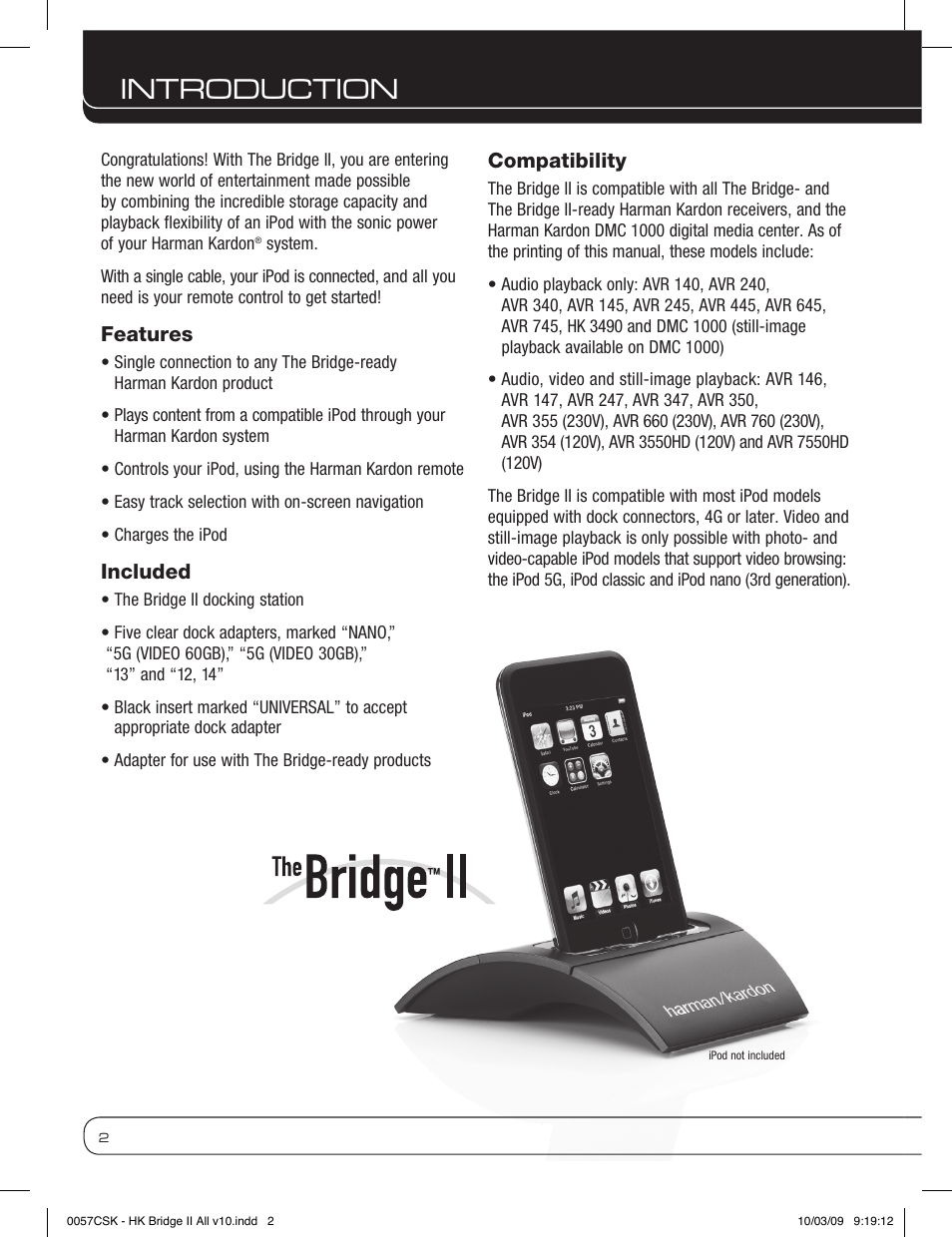 Introduction | Harman-Kardon MP3 Docking Station User Manual | Page 2 / 8