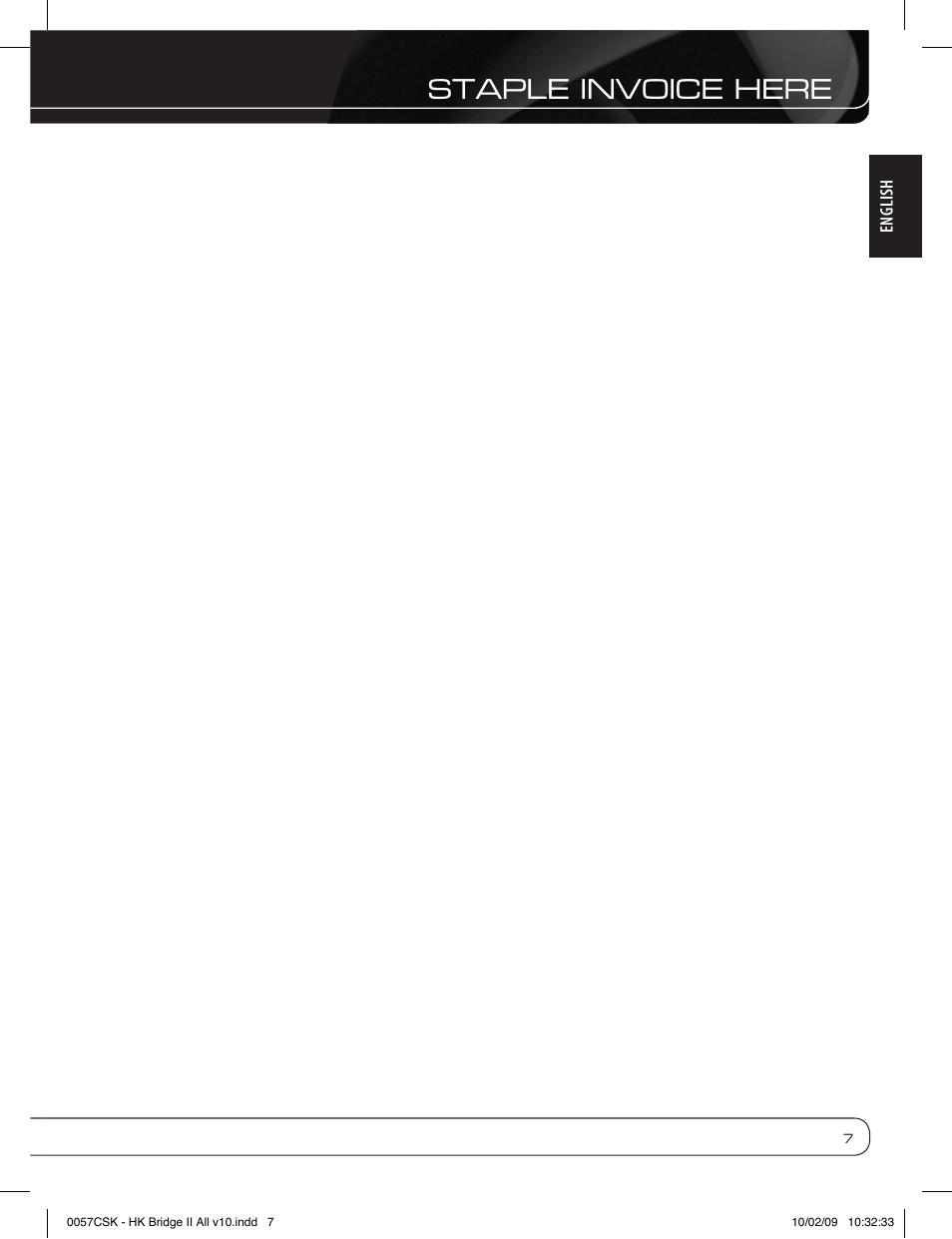 Staple invoice here | Harman-Kardon MP3 Docking Station User Manual | Page 7 / 8
