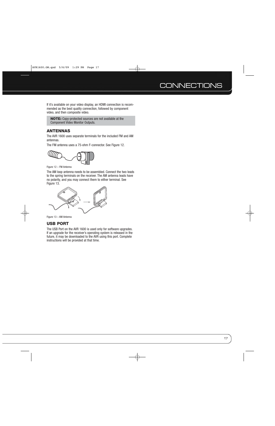 Connections | Harman-Kardon AVR 1600 User Manual | Page 17 / 54