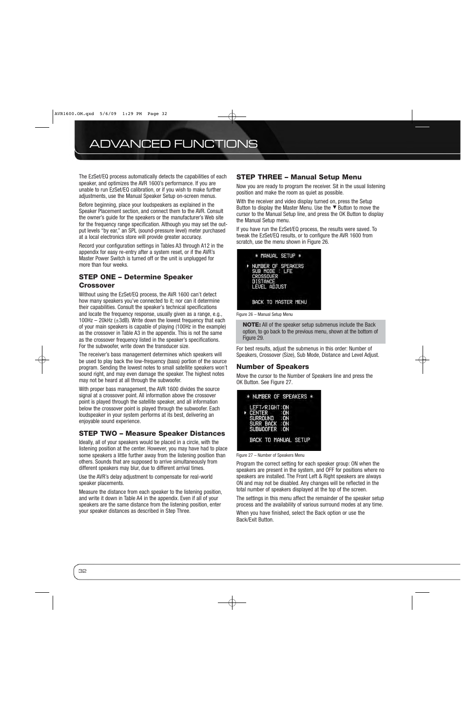 Advanced functions | Harman-Kardon AVR 1600 User Manual | Page 32 / 54