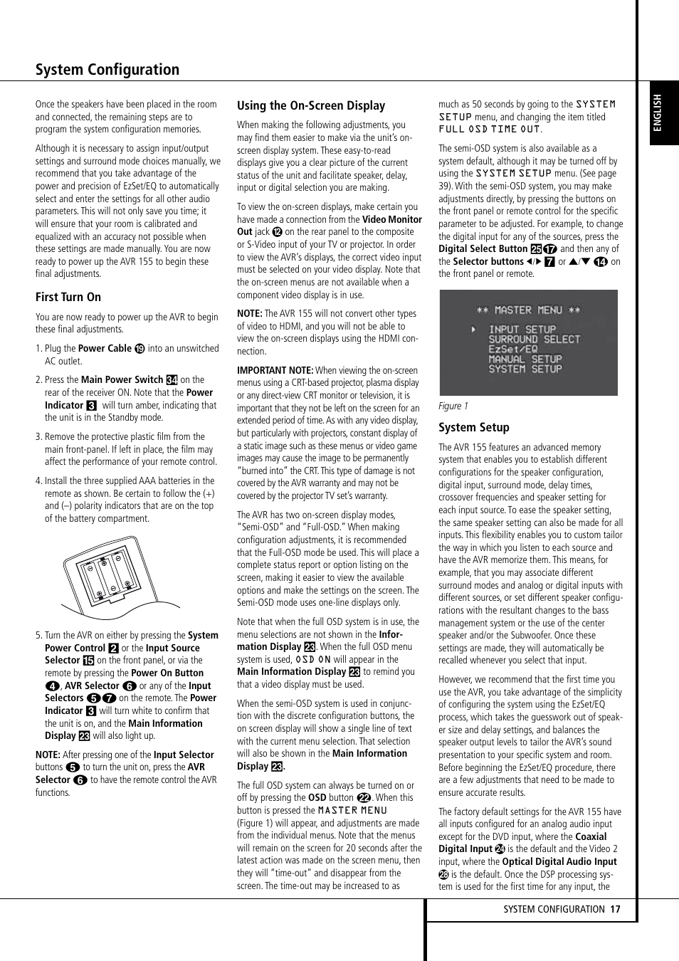 System configuration | Harman-Kardon AVR 155 User Manual | Page 17 / 52