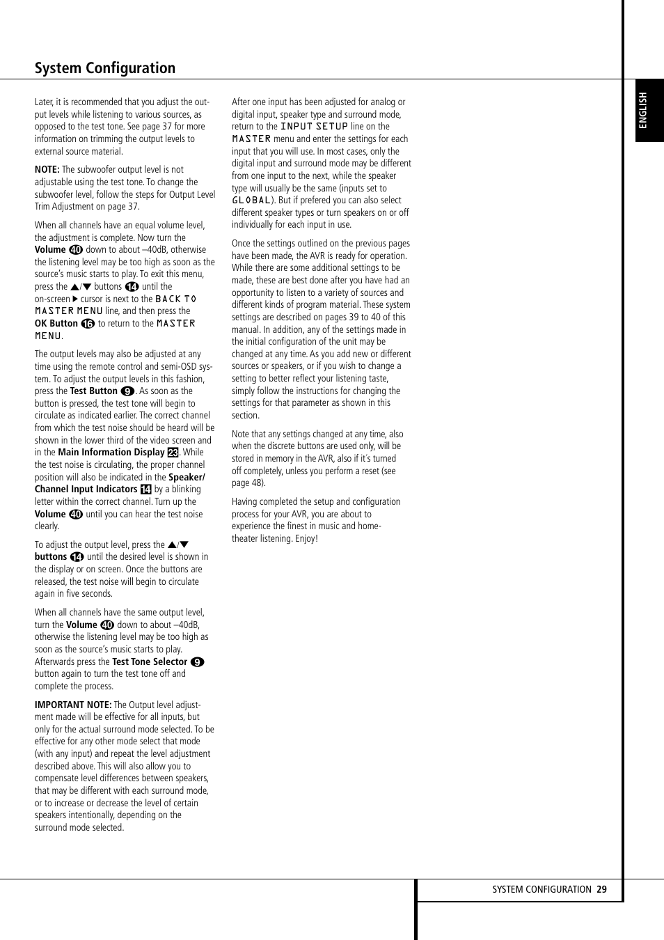System configuration | Harman-Kardon AVR 155 User Manual | Page 29 / 52