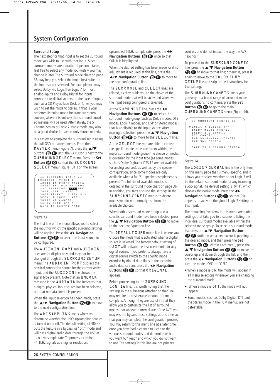 System configuration | Harman-Kardon AVR 445 User Manual | Page 26 / 66