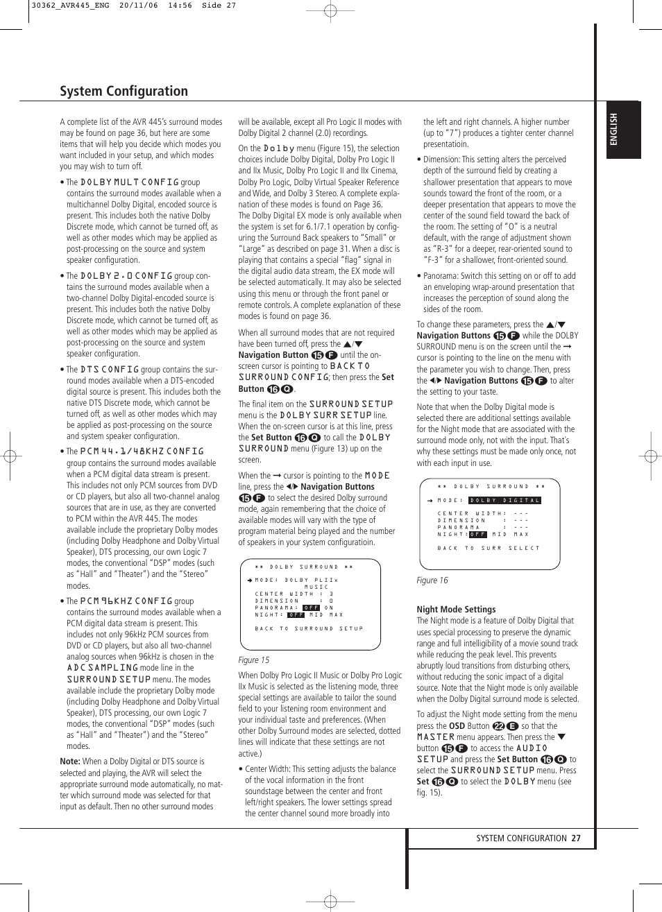 System configuration | Harman-Kardon AVR 445 User Manual | Page 27 / 66