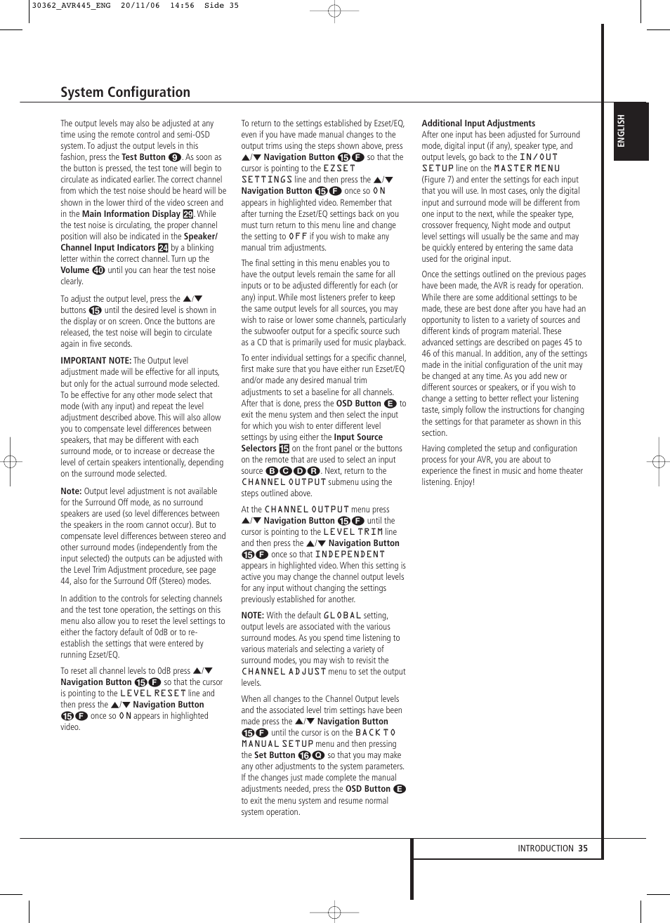 System configuration | Harman-Kardon AVR 445 User Manual | Page 35 / 66