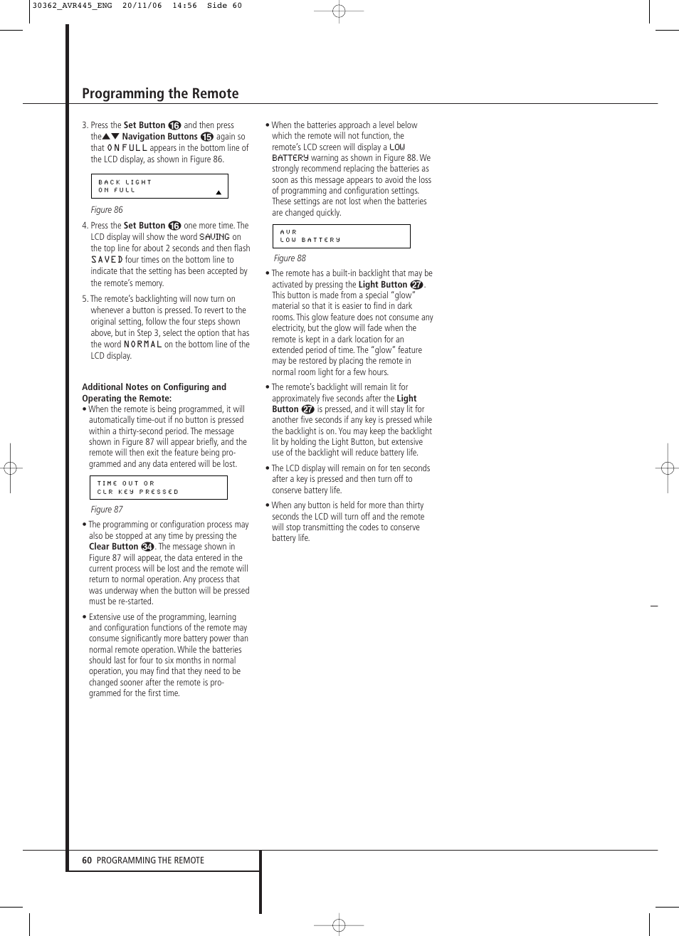 Programming the remote | Harman-Kardon AVR 445 User Manual | Page 60 / 66