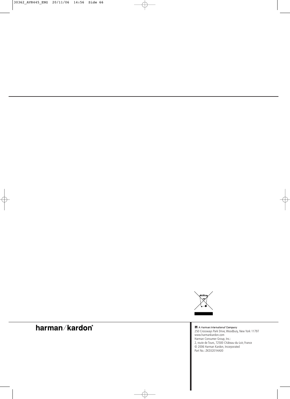 Harman-Kardon AVR 445 User Manual | Page 66 / 66