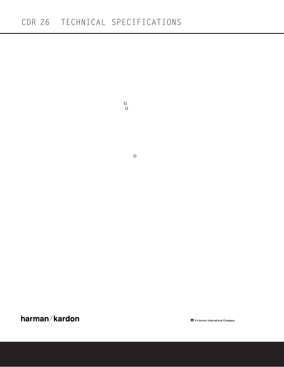 Cdr 26 technical specifications | Harman-Kardon CDR 26 User Manual | Page 24 / 24