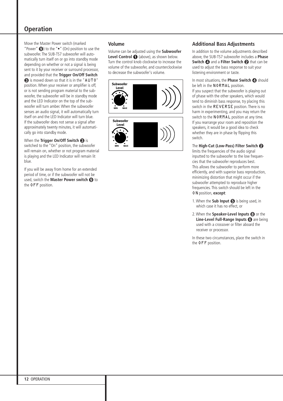 Operation | Harman-Kardon HKTS 7 User Manual | Page 12 / 16