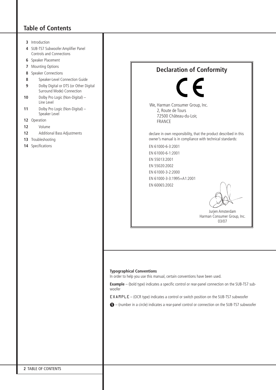 Harman-Kardon HKTS 7 User Manual | Page 2 / 16