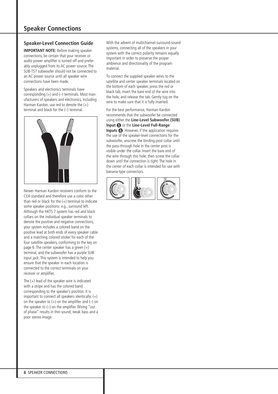 Speaker connections | Harman-Kardon HKTS 7 User Manual | Page 8 / 16