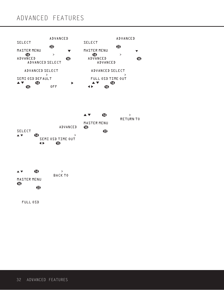 Advanced features, Full-osd time-out adjustment, 32 advanced features | Harman-Kardon AVR 330 User Manual | Page 32 / 56