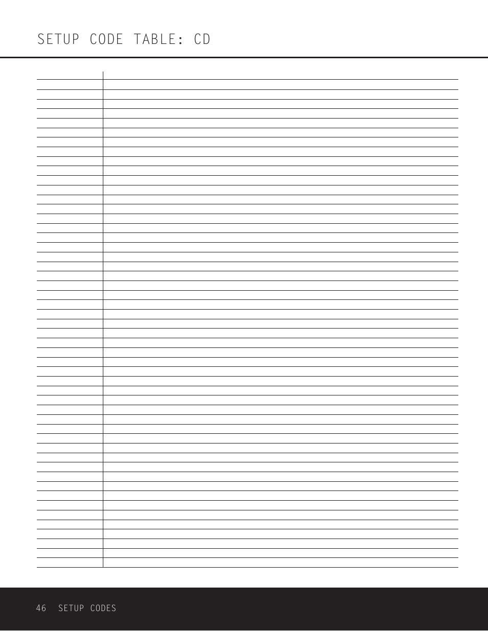 Setup code table: cd | Harman-Kardon AVR 330 User Manual | Page 46 / 56