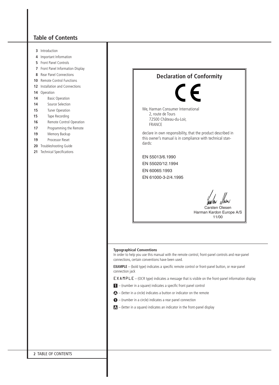 Harman-Kardon HK 3470 User Manual | Page 2 / 22