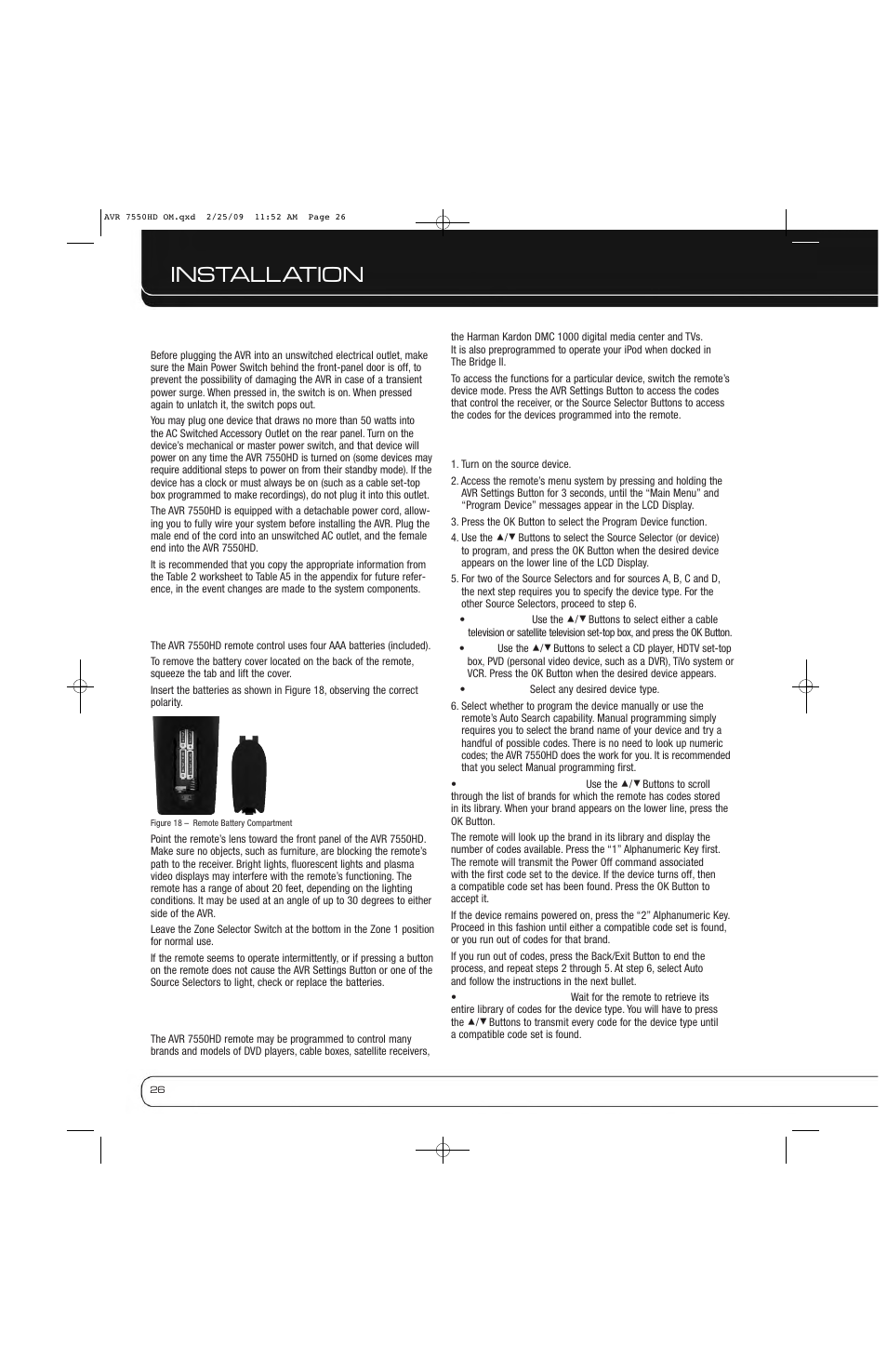 Installation | Harman-Kardon AVR 7550HD User Manual | Page 26 / 68