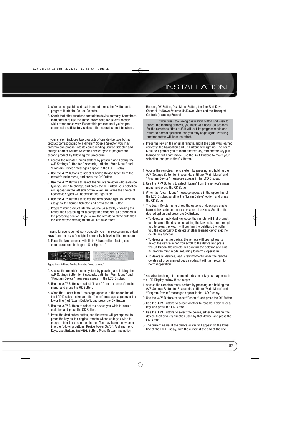 Installation | Harman-Kardon AVR 7550HD User Manual | Page 27 / 68