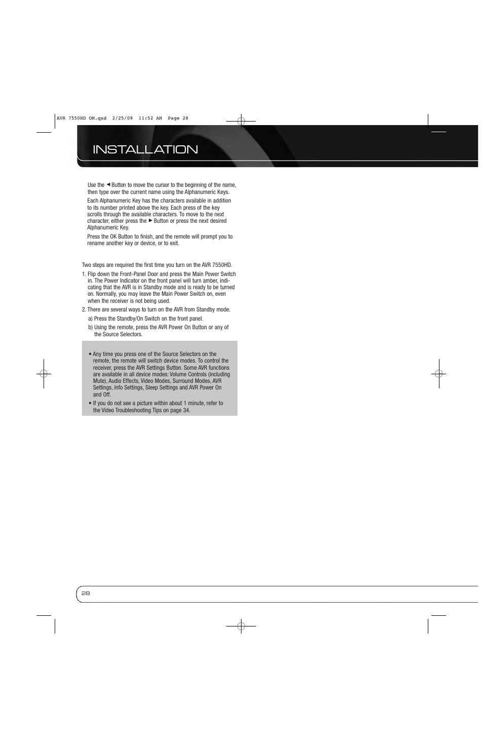 Installation | Harman-Kardon AVR 7550HD User Manual | Page 28 / 68