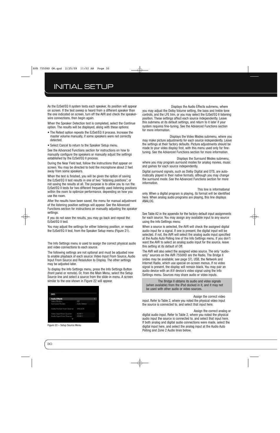 Initial setup | Harman-Kardon AVR 7550HD User Manual | Page 30 / 68