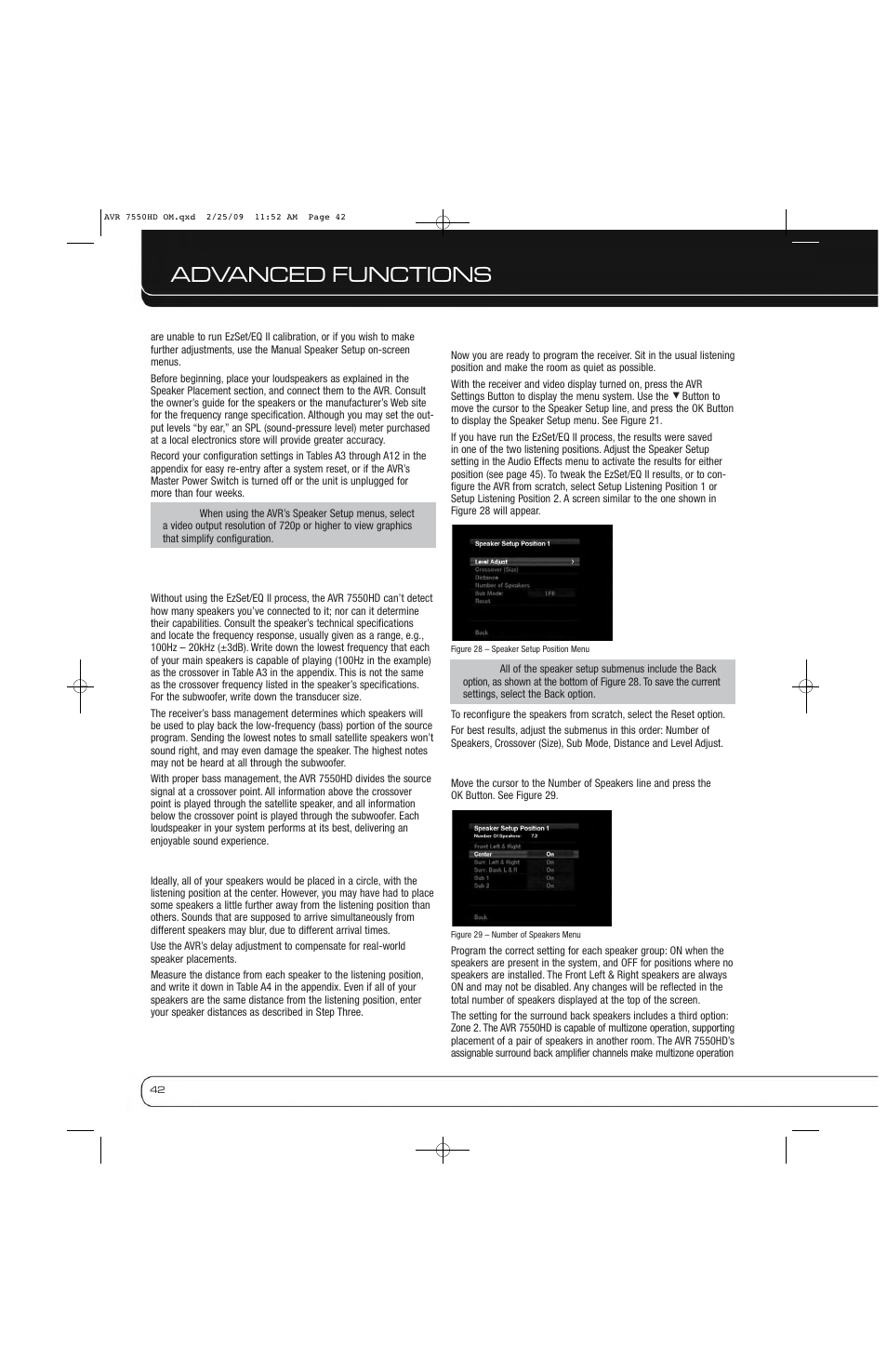 Advanced functions | Harman-Kardon AVR 7550HD User Manual | Page 42 / 68