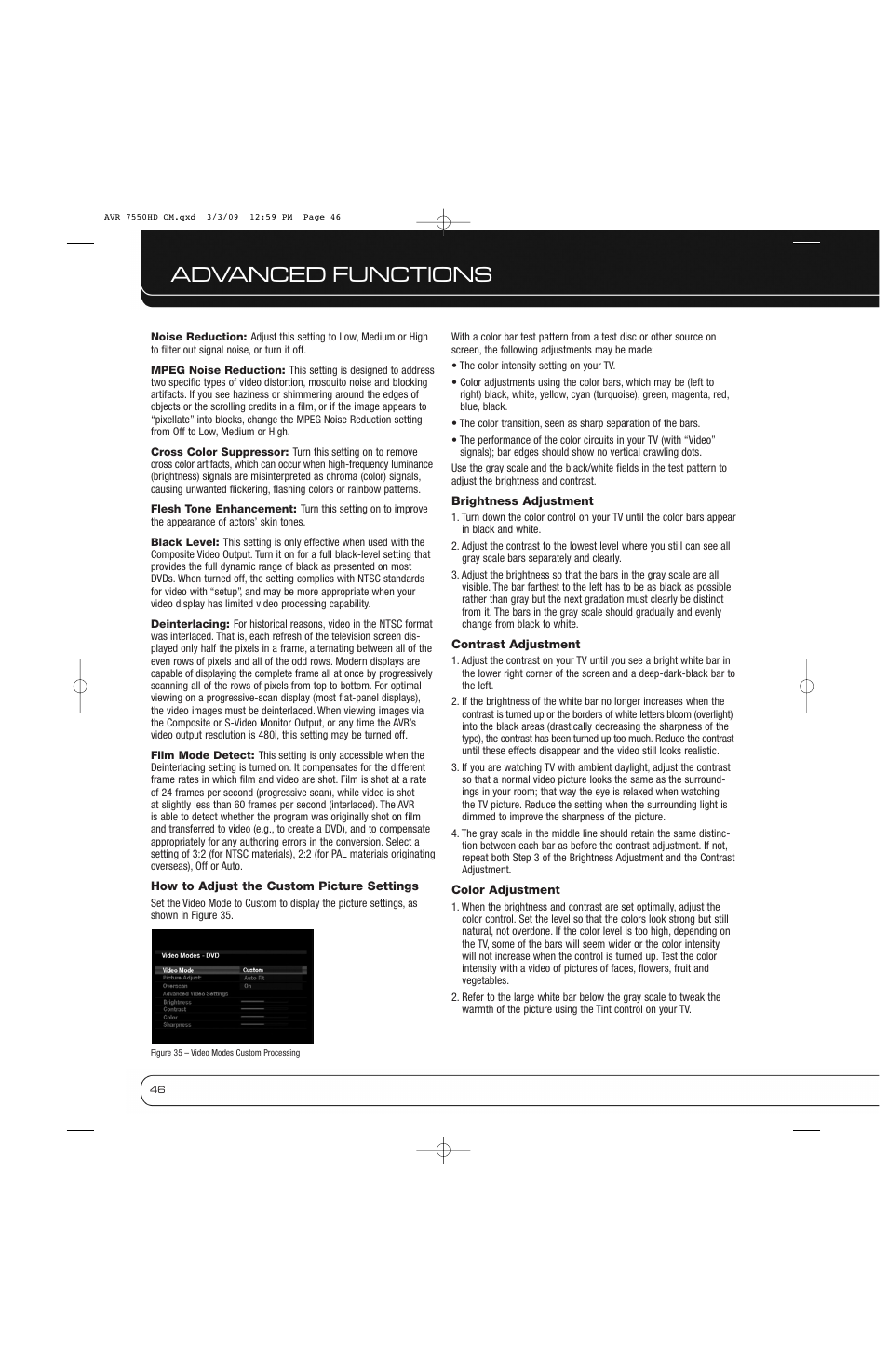 Advanced functions | Harman-Kardon AVR 7550HD User Manual | Page 46 / 68