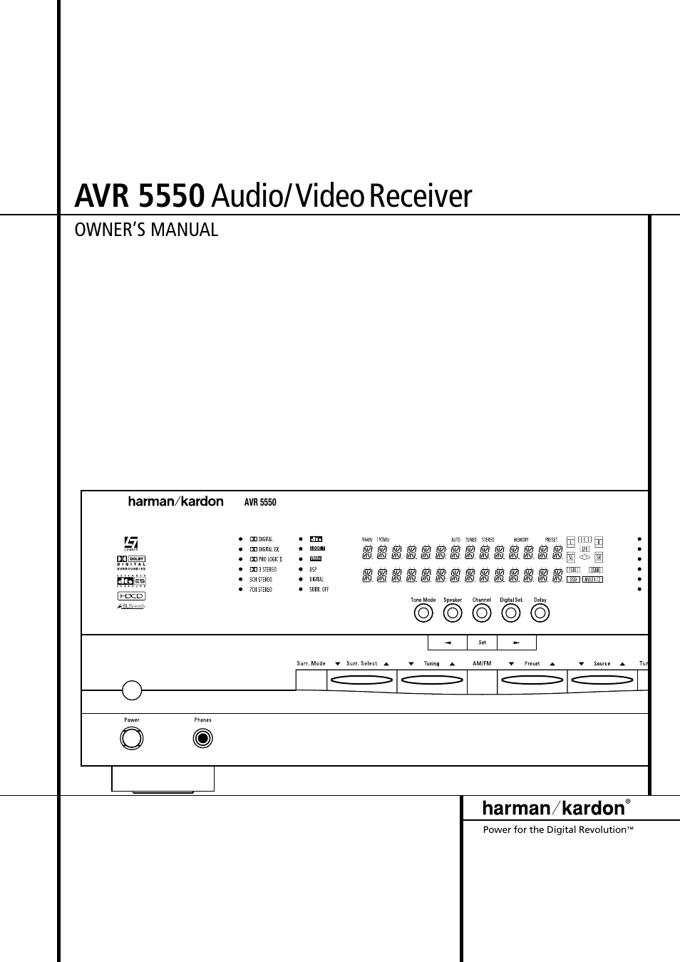 Harman-Kardon AVR 5550 User Manual | 52 pages
