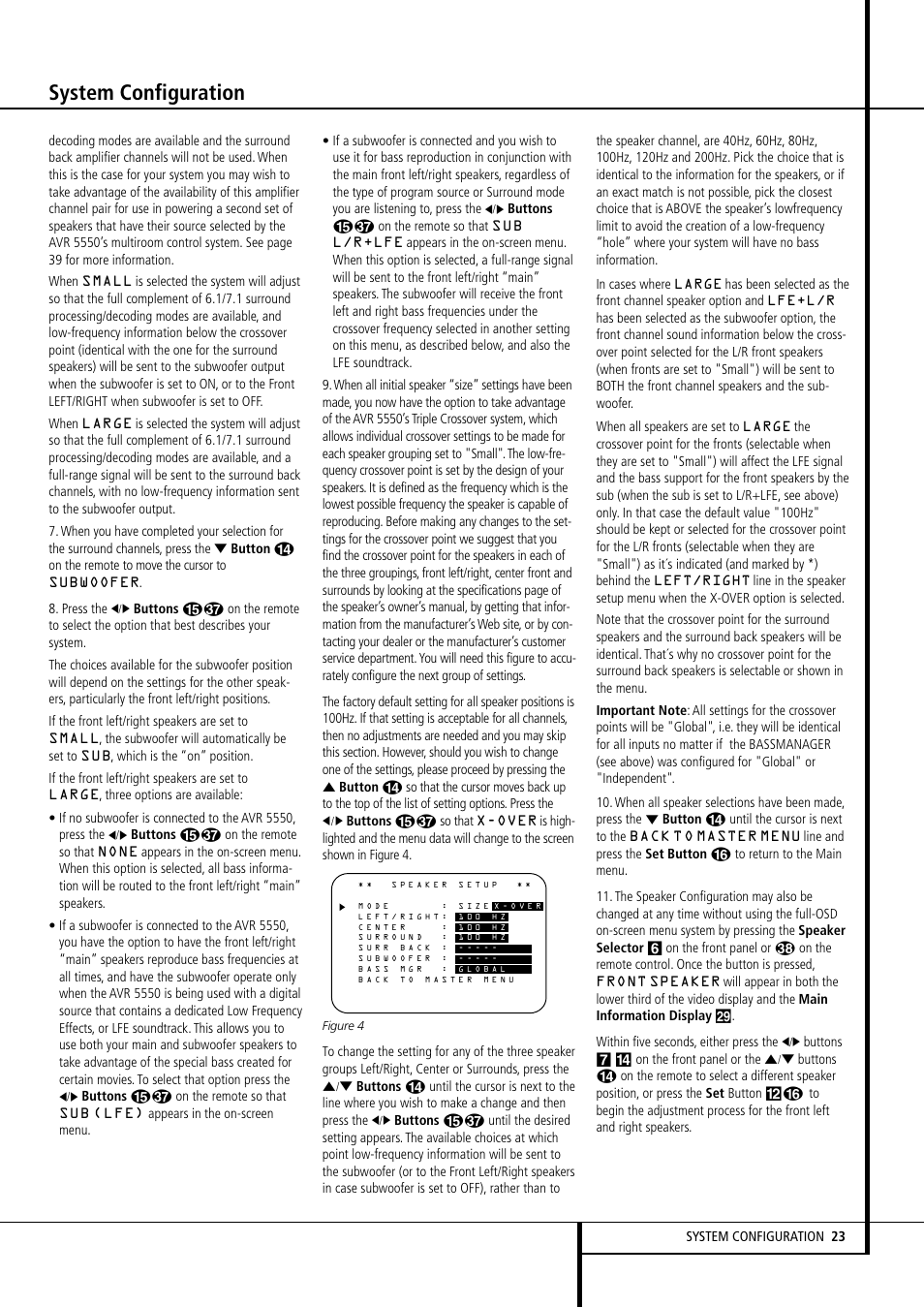 System configuration | Harman-Kardon AVR 5550 User Manual | Page 23 / 52