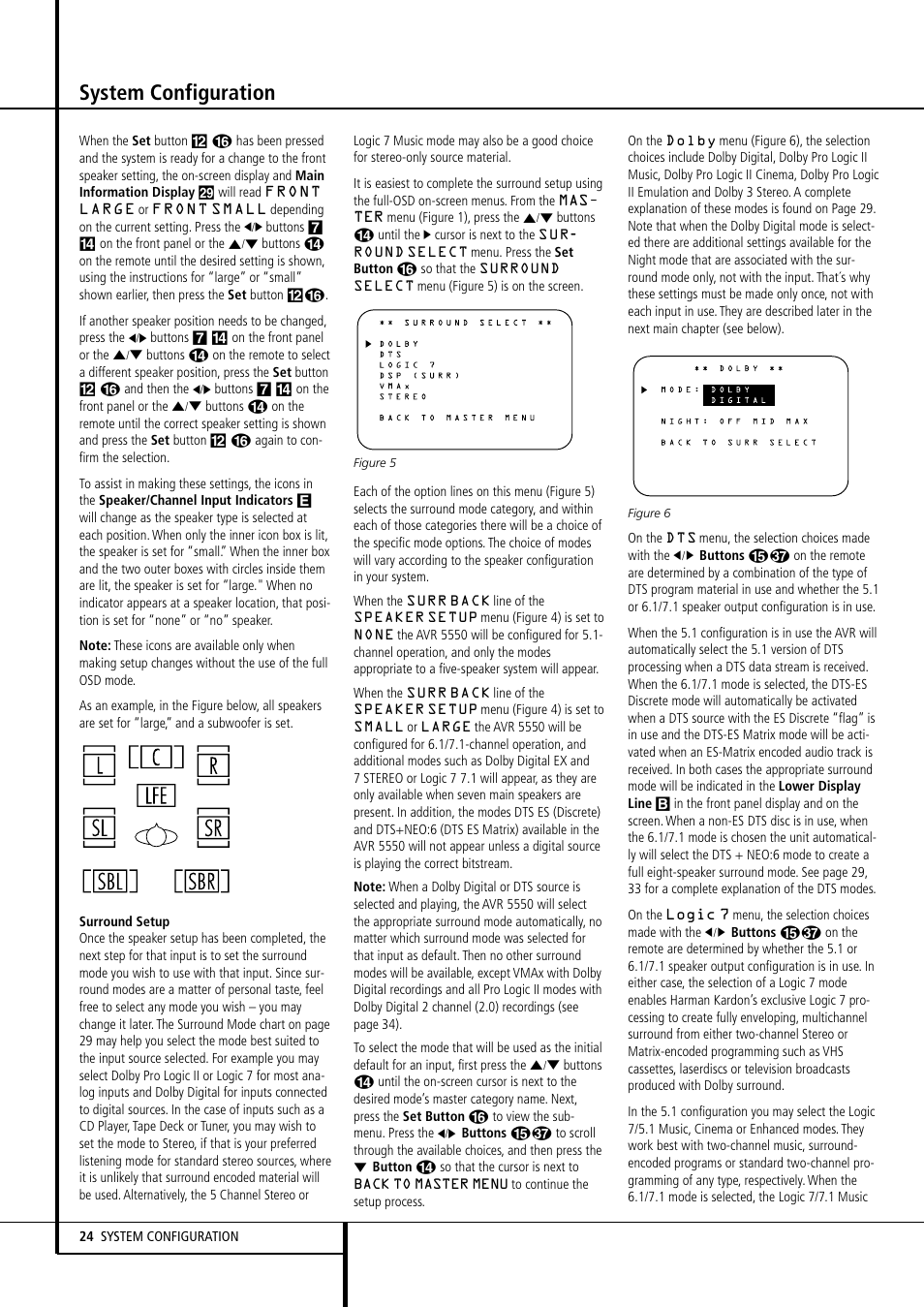 System configuration | Harman-Kardon AVR 5550 User Manual | Page 24 / 52