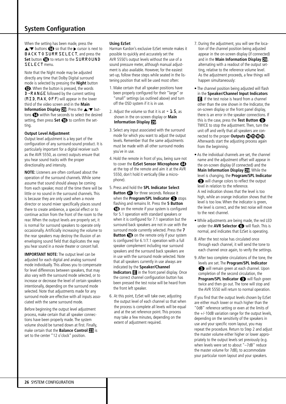System configuration | Harman-Kardon AVR 5550 User Manual | Page 26 / 52