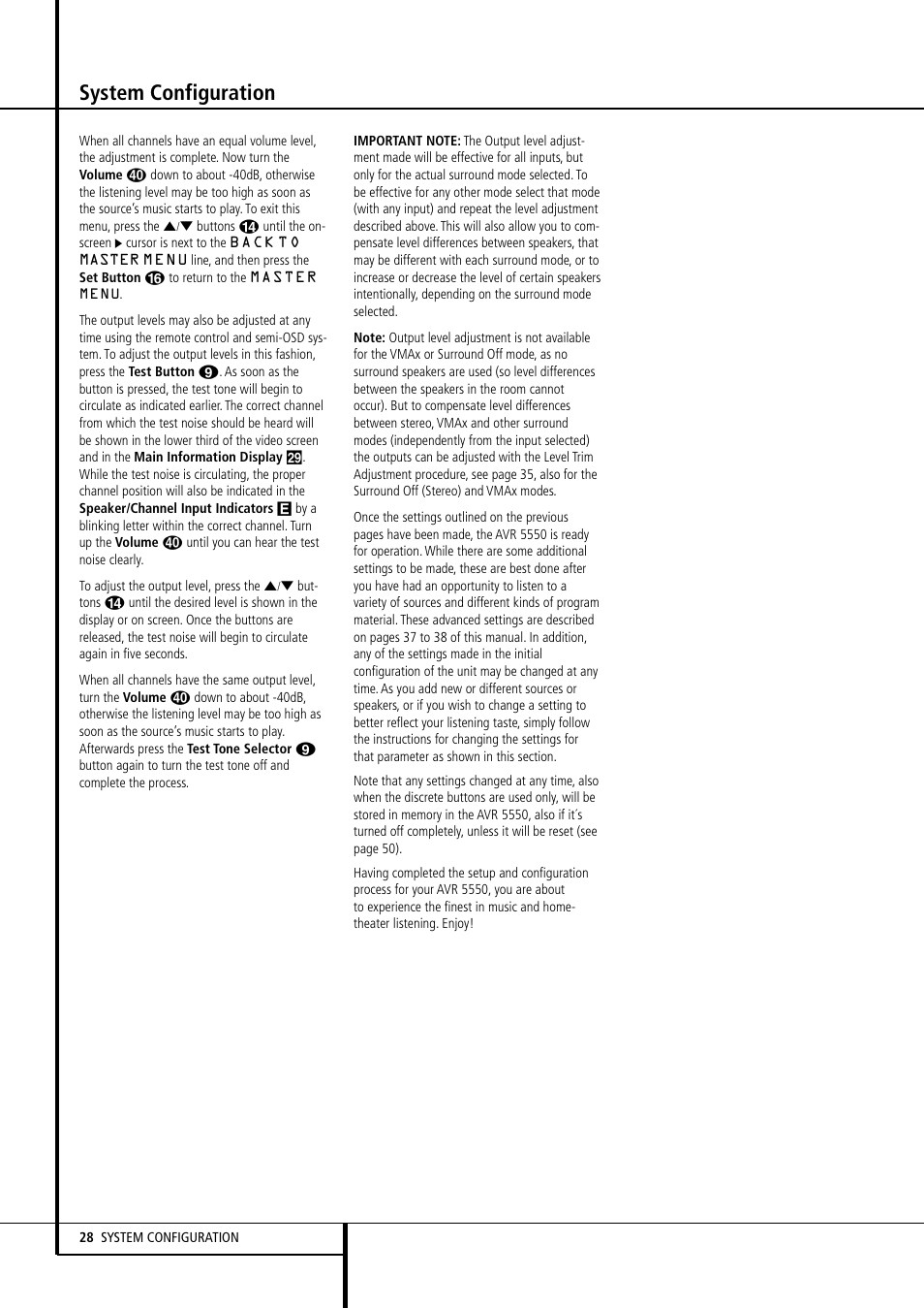 System configuration | Harman-Kardon AVR 5550 User Manual | Page 28 / 52