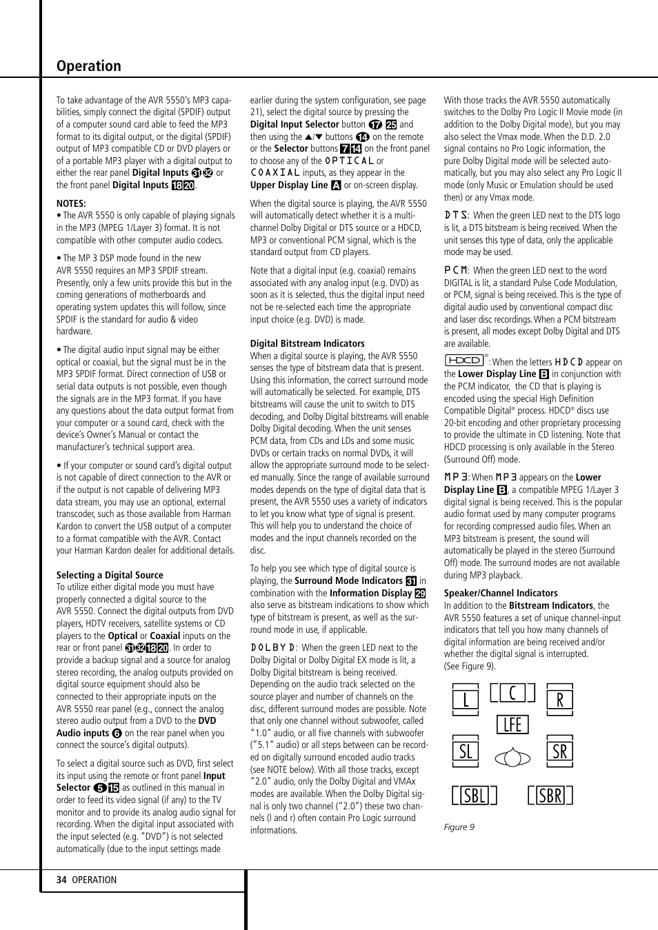 Operation | Harman-Kardon AVR 5550 User Manual | Page 34 / 52