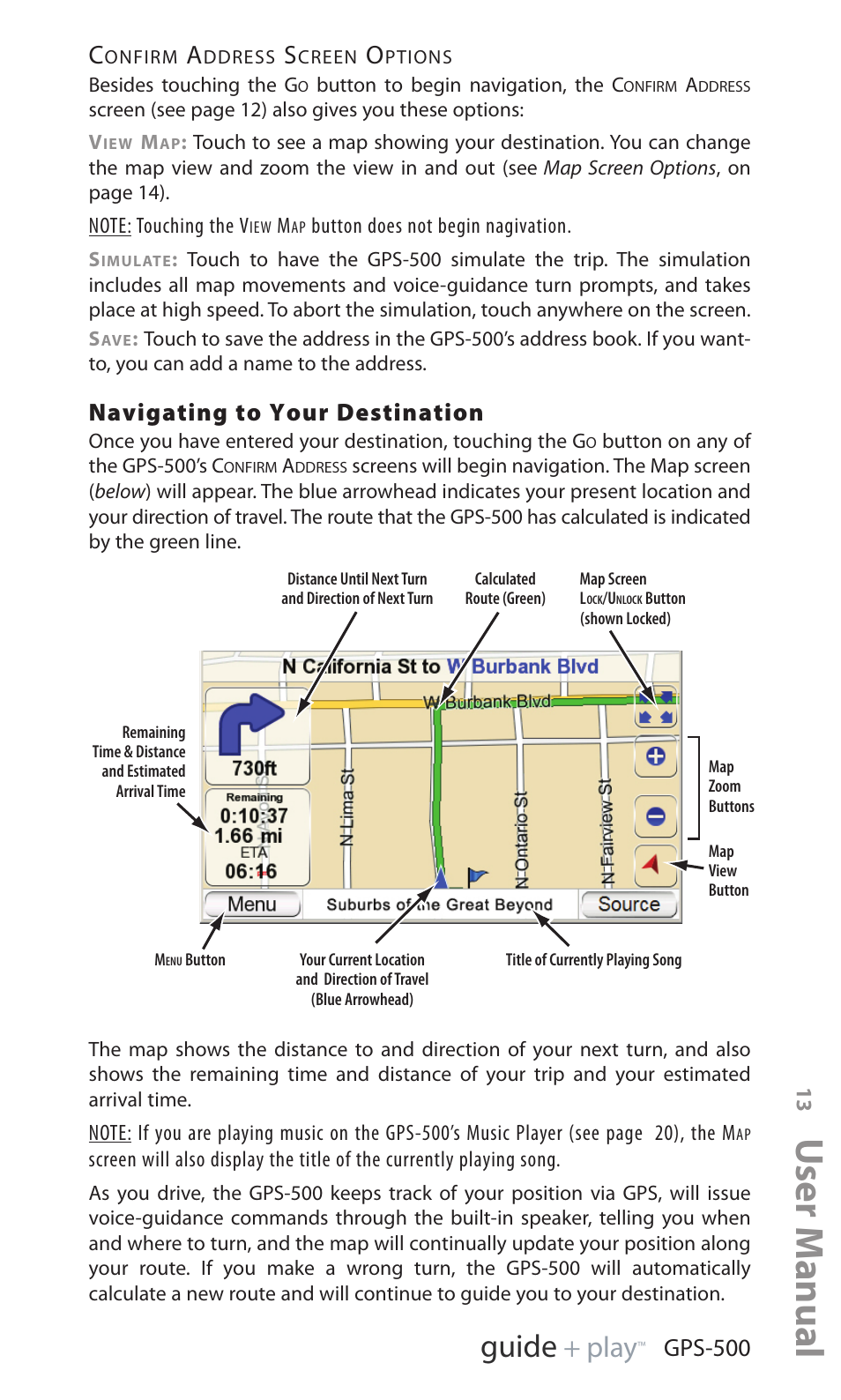 User manual, Ed i u g, Y a l p | Navigating to your destination, Gps-500 | Harman-Kardon GPS-500 WE User Manual | Page 13 / 28