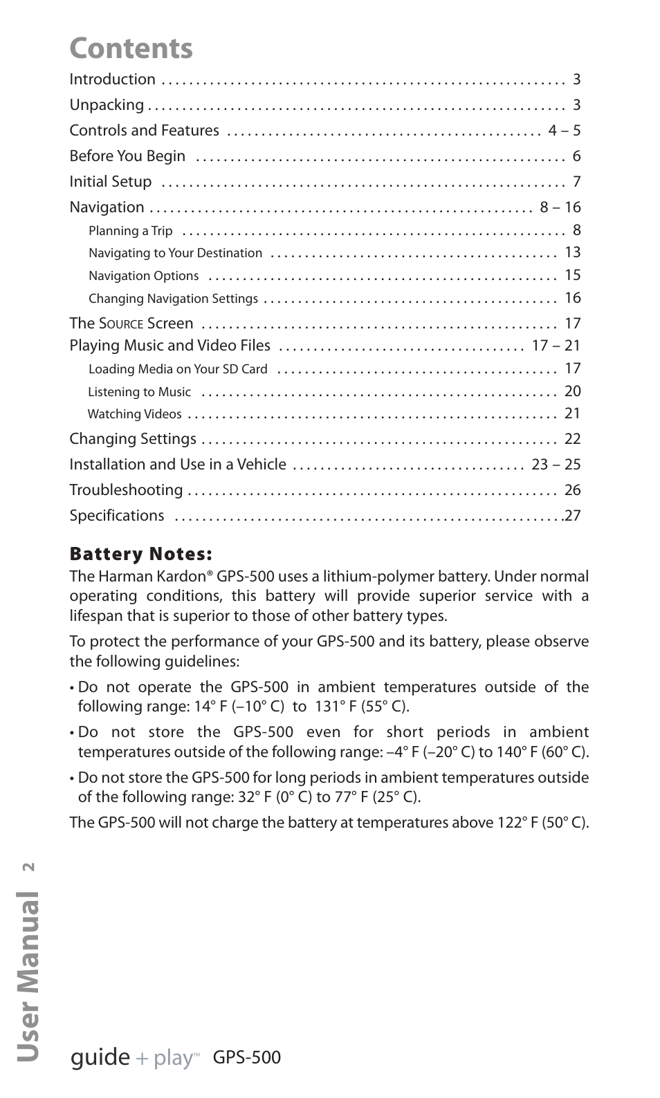 Harman-Kardon GPS-500 WE User Manual | Page 2 / 28
