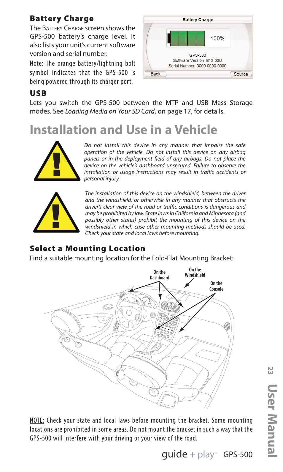 Installation and use in a vehicle, User manual, Ed i u g | Harman-Kardon GPS-500 WE User Manual | Page 23 / 28