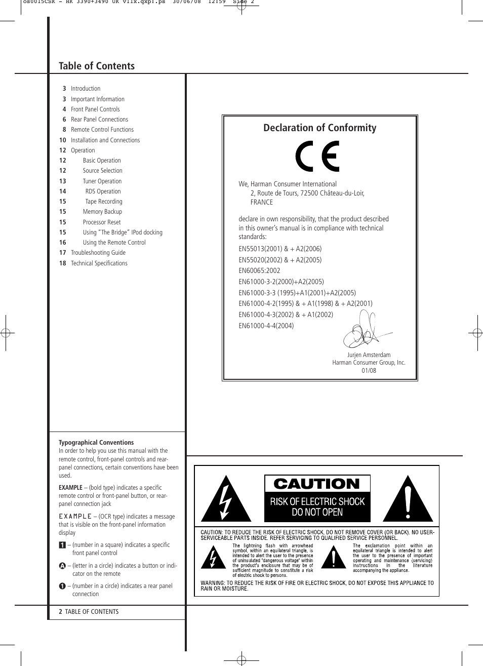 Harman-Kardon HK 3390 User Manual | Page 2 / 20