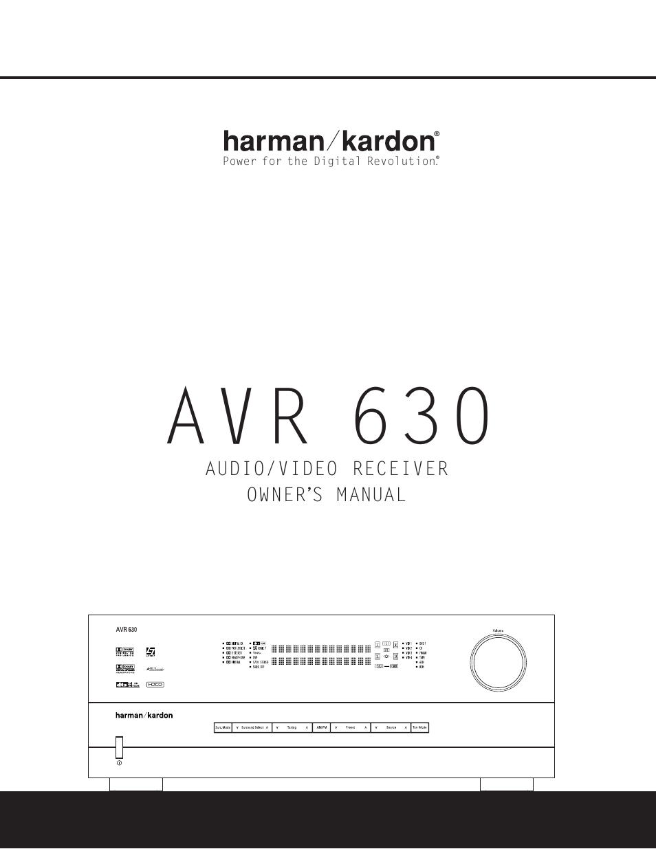 Harman-Kardon AVR 630 User Manual | 52 pages