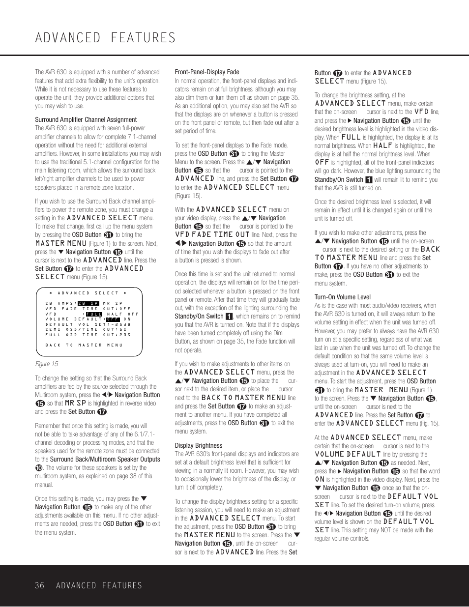 Advanced features, 36 advanced features | Harman-Kardon AVR 630 User Manual | Page 36 / 52