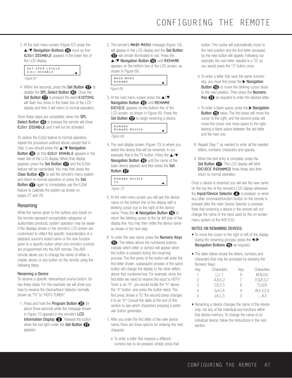 Configuring the remote, Renaming, Configuring the remote 47 | Harman-Kardon AVR 630 User Manual | Page 47 / 52