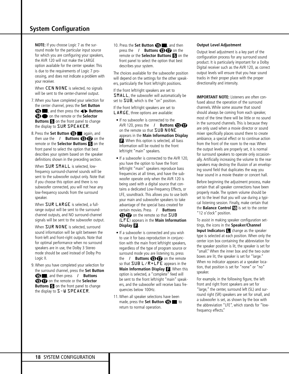 System configuration | Harman-Kardon AVR 120 User Manual | Page 18 / 44