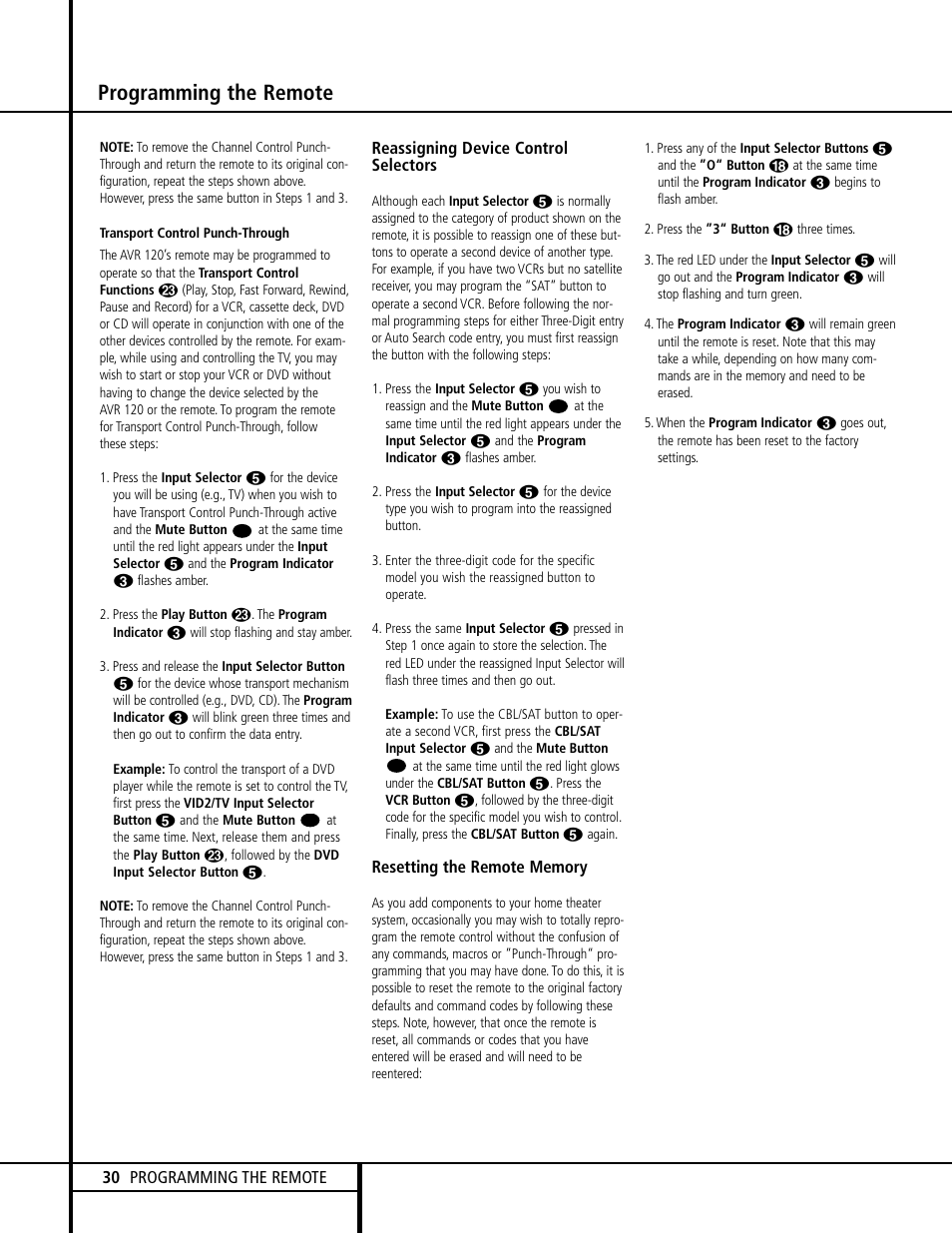 Programming the remote | Harman-Kardon AVR 120 User Manual | Page 30 / 44