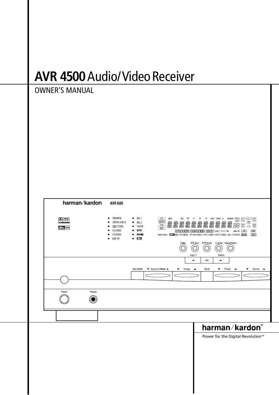 Harman-Kardon AVR4500 User Manual | 70 pages