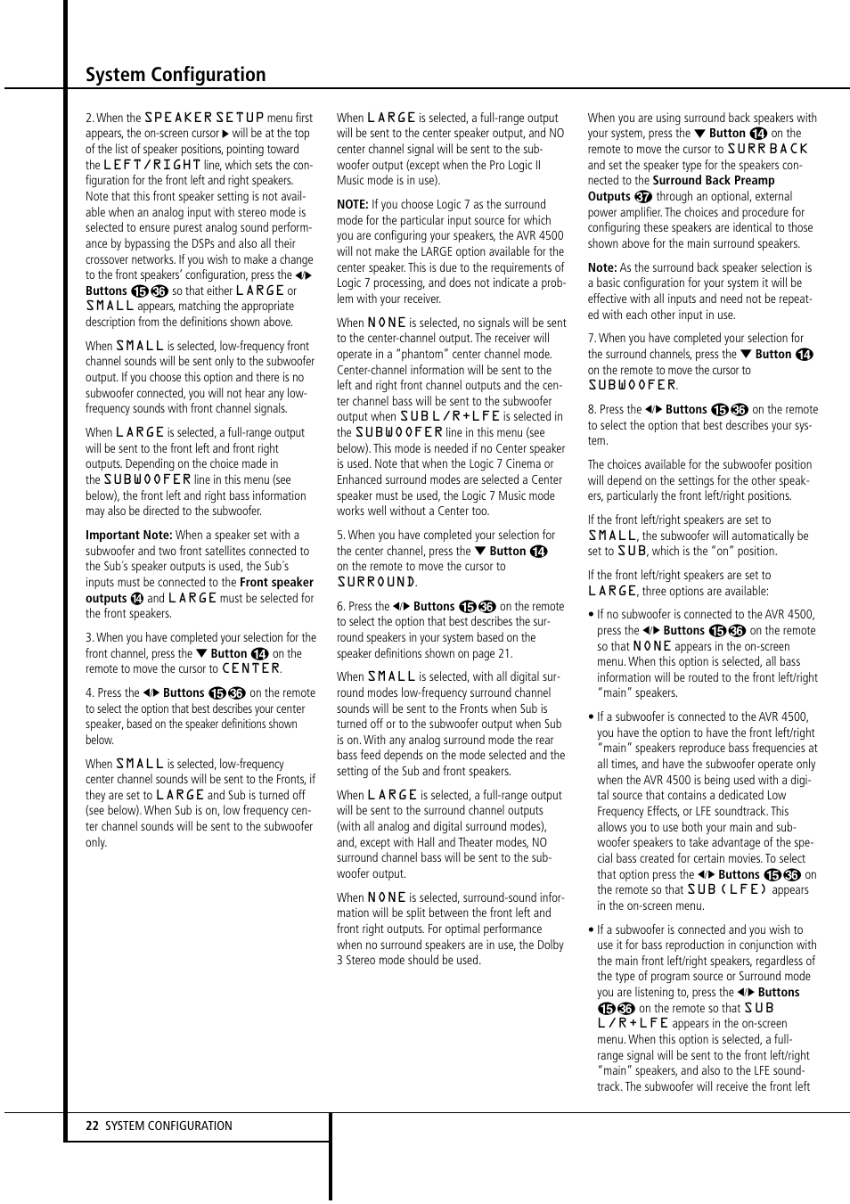 System configuration | Harman-Kardon AVR4500 User Manual | Page 22 / 70