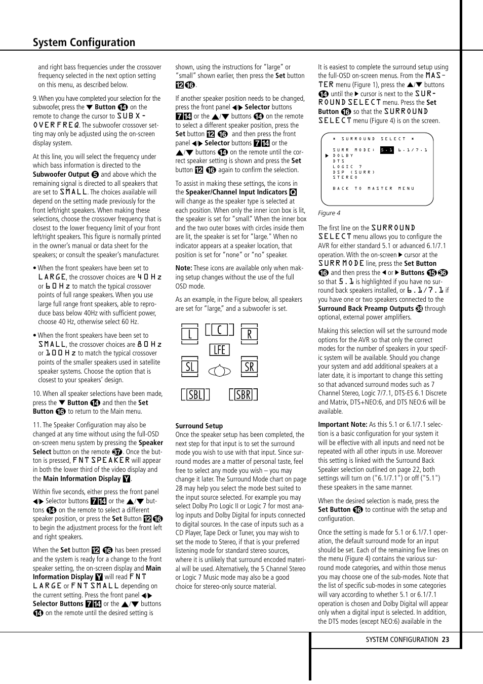 System configuration | Harman-Kardon AVR4500 User Manual | Page 23 / 70