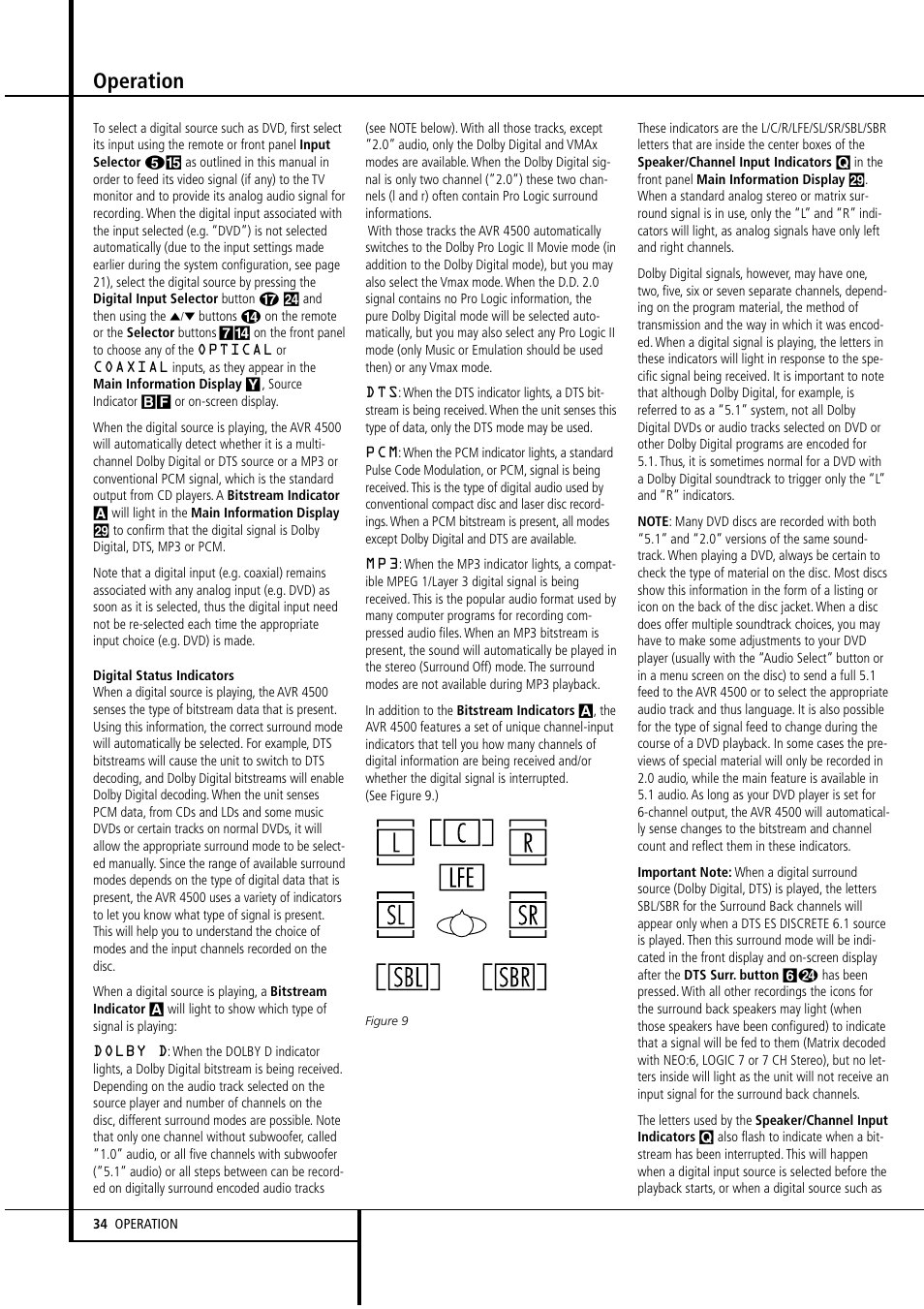 Operation | Harman-Kardon AVR4500 User Manual | Page 34 / 70