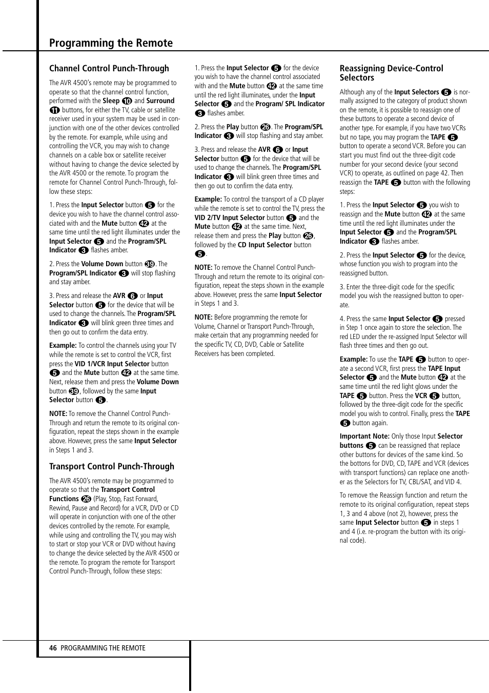 Programming the remote | Harman-Kardon AVR4500 User Manual | Page 46 / 70