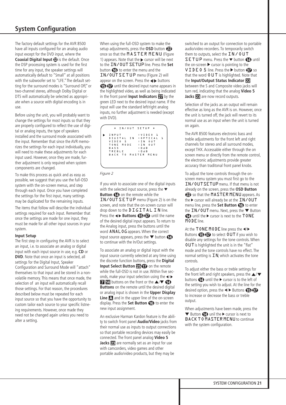 System configuration | Harman-Kardon AVR 8500 User Manual | Page 21 / 54