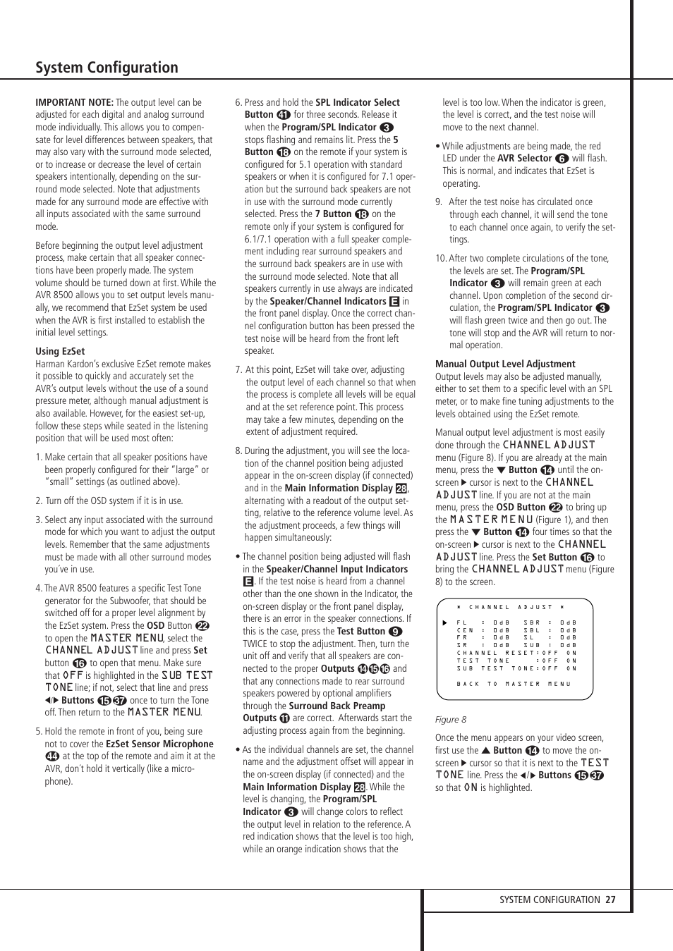 System configuration | Harman-Kardon AVR 8500 User Manual | Page 27 / 54