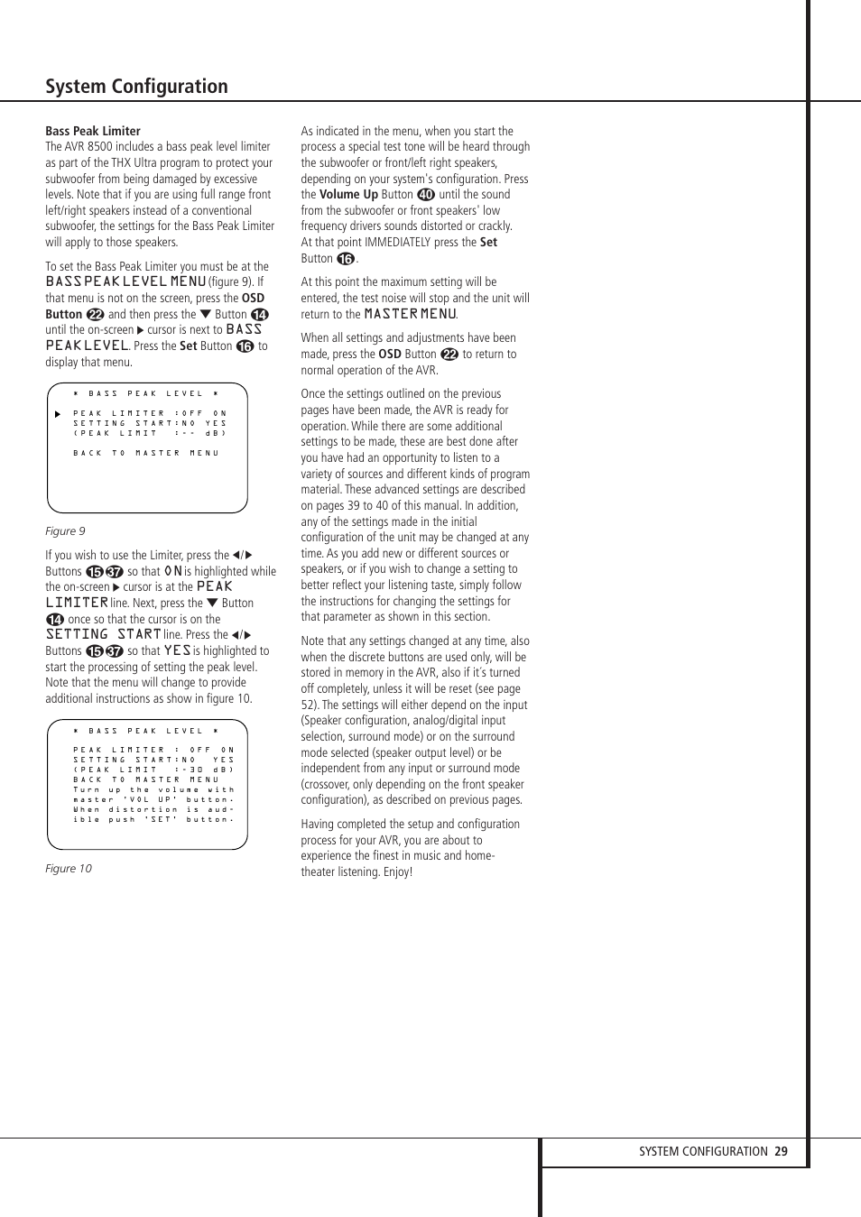 System configuration | Harman-Kardon AVR 8500 User Manual | Page 29 / 54