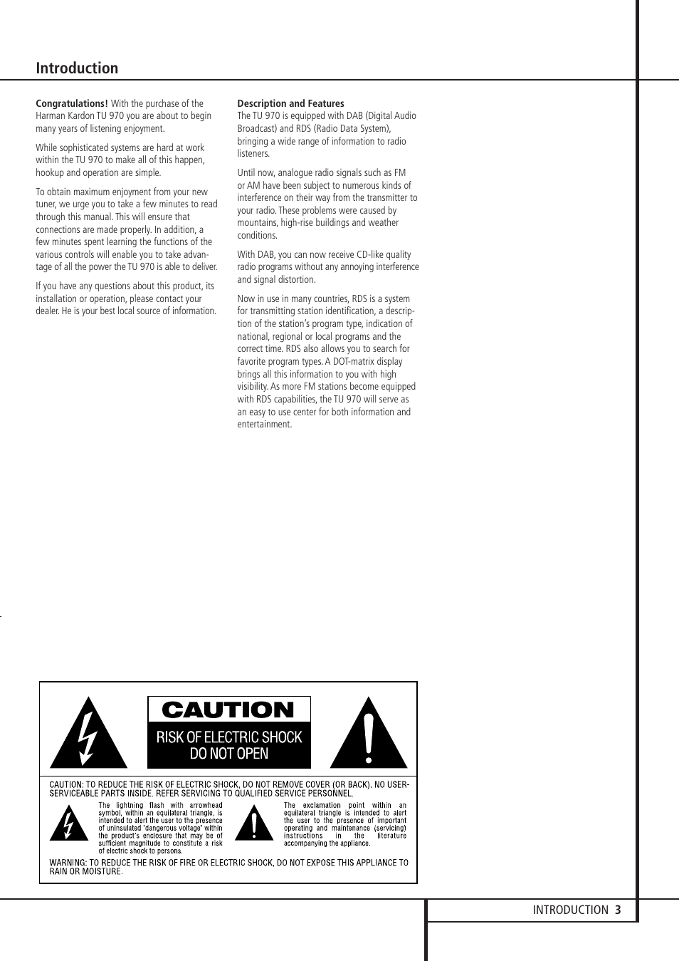 Introduction | Harman-Kardon TU 970 User Manual | Page 3 / 14
