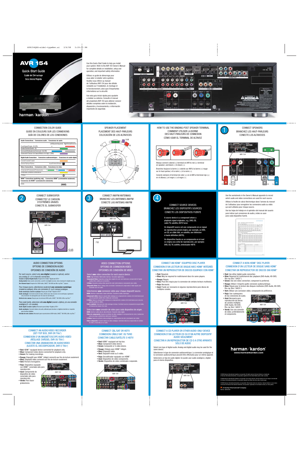 Harman-Kardon AVR 154 User Manual | 2 pages